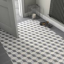 Hydrolic Black White Matt Concrete Porcelain Floor Tile Pack Of 25 L 200mm W 200mm Porcelain Flooring Tile Floor Flooring