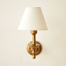 Designer wall sconces are a thoughtful touch in any room of the home. Vintage Style Brass Wall Light Tapered Shade 1 Light Fabric Metal Sconce Light For Living Room Takeluckhome Com