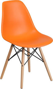 Elon Series Orange Chair With Wood Base Plastic Dining Chairs Molded Chair Wood Chair