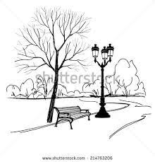 Benches Stock Vectors Vector Clip Art City Parks Landscape Park Landscape Landscape Pencil Drawings
