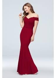 Off The Shoulder Lace And Crepe Bridesmaid Dress David S Bridal Bridesmaid Dressing Gowns Crepe Bridesmaids Dress Bridesmaid Dress Styles