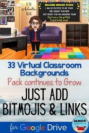 Virtual Classroom Templates For Google Slides Just Add Bitmojis And Links In 2020 Classroom Background Virtual Classrooms Teacher Resources