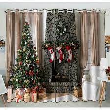 Abphqto Christmas Interior Grommet Blackout Curtain Room Darkening Curtains 52x84 Inch Two Piece Walmart Com In 2020 Christmas Backdrops Christmas Tree And Fireplace Christmas Fireplace