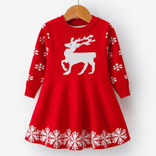 Kids Dresses For Girls Long Sleeve Deer Snowflake Print Dress New Year Costume Princess Dress In 2020 Princess Dress Kids Kids Dress Kids Dresses
