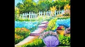 Easy And Simple Flower Garden How To Draw Garden Scenery Step By Step Garden Painting Landscape Artist Easy Scenery Drawing