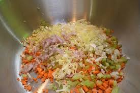 Onion and celery were selected for their aroma; Schaumsuppchen Von Wurzelgemusen