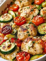 Mediterranean chicken with zucchini and feta recipe