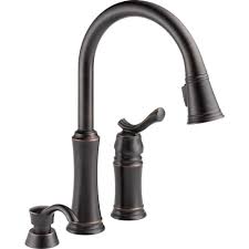 I am impressed with this faucet. Delta Lakeview Single Handle Pull Down Sprayer Kitchen Faucet With Soap Dispenser In Venetian Bronze 59963 Rbsd Dst The Home Depot Kitchen Faucet Faucet Delta Faucets