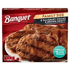 We add some garlic salt sometimes for. Family Size Salisbury Steaks Brown Gravy Banquet