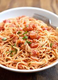 Angel Hair Pasta With Tomato Cream Sauce Recipe Tomato Cream Sauces Tomato Cream Sauce Pasta Tomato Dishes