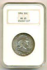 1954 Franklin Half Dollar 50 Cents Ms65 Ngc Half Dollar 50 Cent Ngc