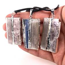 3 X Blue Kyanite Mica And Selenite Pendant Br 1473 Blue Kyanite Kyanite Amethyst Specimen