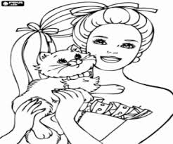 They develop imagination, teach a kid to be accurate and attentive. Elegant Barbie With The Cat Coloring Page Printable Game