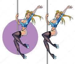 Sexy cartoon striptease girl on the pole. Stock Illustration by ©evilrat  #27000335