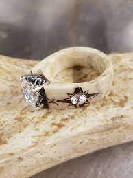 Deer Antler Ring With 10mm Cz And Swarovski Crystals Etsy Antler Ring Deer Antler Ring Hand Carved Ring