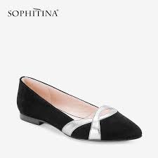 Sophitina Genuine Leather Flats Green Black Sheepskin Suede Elegant Pointed Toe Woman Shoes Handm Handmade Flat Shoes Girls Dress Shoes Sports Shoes For Girls