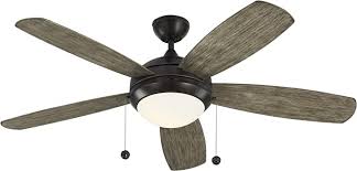 Fan height 10 1/2 from ceiling to blades (with 4 1/2 downrod). Monte Carlo 5di52agpd Discus 52 Ceiling Fan With Light And Pull Chain 5 Blades Aged Pewter Amazon Com