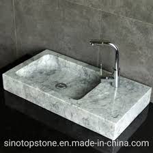 Boasting a solid neutral finish features two drawers and one cabinet for keeping crisp towels, cleaning supplies, and other bathroom essentials. China Stone Bathroom Sink White Marble Long Narrow Bathroom Vanity Sink Stone Vanity Sink China Bathroom Sinks White Marble Stone