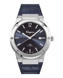 Although the first wristwatch, made in 1868 by patek philippe, was essentially a to win over female buyers, wristwatch manufacturers typically touted the high style of their products. Salvatore Ferragamo F 80 Slim Blue Men S Watch Sfdt00319 Ferragamo Salvatore Ferragamo Leather Watch