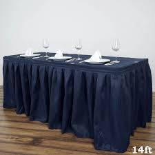 Black And White Table Skirting 14ft Navy Blue Pleated Polyester Table Skirt Table Skirt Lace Table Runner Wedding Table Covers Wedding
