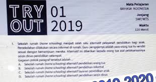 Contoh soal try out un bahasa indonesia kelas 9 dan kunci jawabannya tahun 2017 ini merupakan soal yang bisa anda dapatkan untuk bahan latihan siswa dalam persiapan menghadapi ujian nasional termasuk unbk tahun ini (2017/2018). Soal Try Out Kelas 9 Bahasa Indonesia Edisi 2019 2020 Info Pendidikan Terbaru