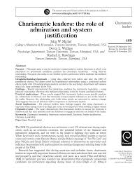 Martin, orthocarolina, charlotte, nc, usa j. Pdf Charismatic Leaders The Role Of Admiration And System Justification