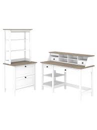 This desk can be assembled in a left or right version. Bush Furniture Mayfield 54 W Computer Desk With Shelves Desktop Organizer Lateral File Cabinet And Hutch Pure Whiteshiplap Gray Standard Delivery Office Depot