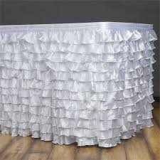 21ft White Satin Ruffle Pleated Table Skirts In 2020 Table Skirt White Satin Banquet Tables