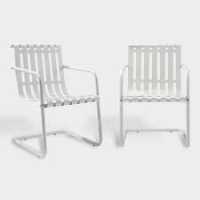 White Metal Aubrey Outdoor Patio Armchairs Set Of 2 By World Market Outdoor Armchair Metal Outdoor Chairs White Metal Chairs