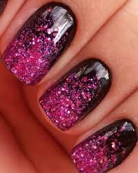 Acrylic Black And Pink Glitter Nails Black Pink Glitter Simple Nails They Re Ok Not My Fave But Easy N Simple Dark Nails Nail Designs Glitter Gradient Nails Nail Patterns Glitter Nail Art