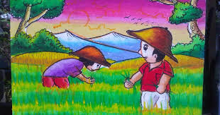 Sunrise matahari terbit tehnik lukis menggambar menggunakan. 71 Lukisan Pemandangan Crayon