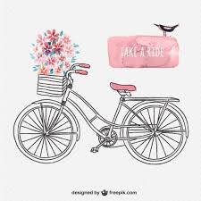Flower Bike Fahrrad Zeichnung Retro Fahrrad Blumen Zeichnen