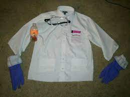 Lab Coat Diy Image Only Use A Larger White Pocket Shirt Redo Hem And Sleeves Add Pocke Science Shirts Dc Halloween Costume Halloween Costumes For Kids
