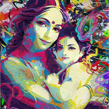 Colourful Abstract Graffiti Portrait of Yashoda Krishna