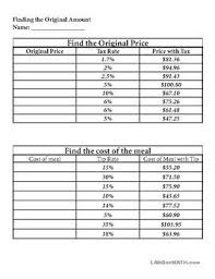 Percents Finding The Original Amount Table By Land Of Math Teachers Pay Teachers The Originals Percents Math Teacher