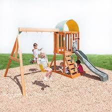 Kidkraft Ainsley Wooden Swing Set Playset Walmart Com Play Swing Set Playset Outdoor Swing Set