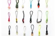 Custom Zipper logo Cover Pull for Garment Jacket Tail Rope Pulls Zipper  With Cord Puller With Silicone Rubber Rope Zipper Puller