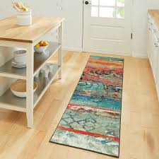 Mohawk Home Strata Eroded Color Multi Printed Runner 2 X8 Teal Orange Walmart Com Walmart Com