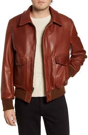 Schott Nyc Pebble Texture Leather Bomber Jacket Nordstrom In 2020 Tan Leather Jackets Leather Bomber Jacket Leather Jacket Men