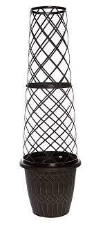 Solid, contemporary planters which add a bit of a design feature to the room. Large Round Plastic Plant Pot With Obelisk Trellis Uk Garden Products