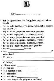 Spanish Soy Statements Physical Descriptions Como Soy Student Writing Physics Worksheets