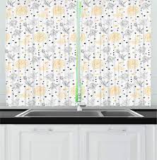 Beautifulmarydaliaperfect for a living room! East Urban Home Floral Pointed 55 Kitchen Curtain In White Gray Yellow Wayfair