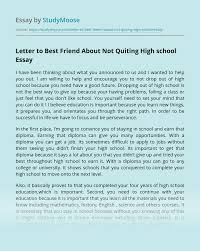 Friendly letter (how to write) free templates. Letter To Best Friend About Not Quiting High School Free Essay Example