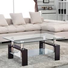 Oak medium round glass coffee table. Ktaxon Rectangular Glass Coffee Table Shelf Wood Living Room Furniture Chrome Base Black Ktaxon