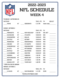 Week 4 Nfl Schedule Printable