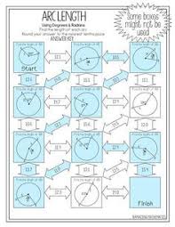 This Arc Length Maze Is Composed Of 11 Circles With Arc Measures In Either Degrees Or Radians It Is Geometry Activities Geometry Worksheets Teaching Geometry