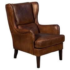 Kimberley Mid Century Modern Brown Leather Upholstered Wing Back Arm Chair In 2020 Wingback Chair Leather Armchair Leather Side Chair