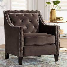 Mission accent chairs velvet accent chairs. Tiffany Chocolate Brown Tufted Armchair 37y93 Lamps Plus