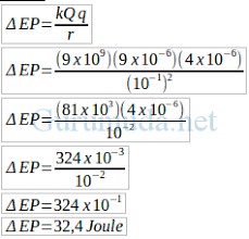 Elektron dipercepat dari keadaan diam melewati beda potensial 12 volt. Contoh Soal Energi Potensial Listrik Pembahasan Soal Fisika Sma