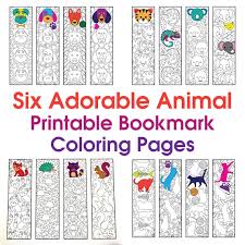 Lions, tigers, wolves, elephants, giraffes. Six Adorable Animal Bookmarks Printable Coloring Pages Scribble Stitch